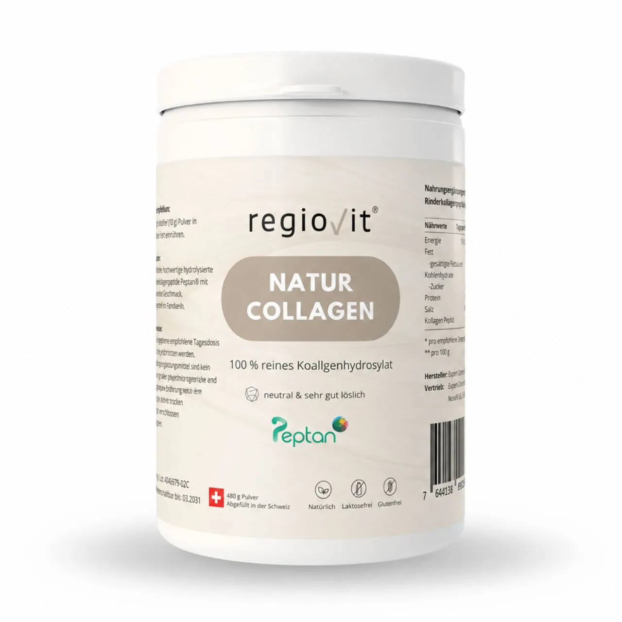 Regiovit® Natur Collagen Peptan – 480 g – Dose mit 480 g Kollagenpulver